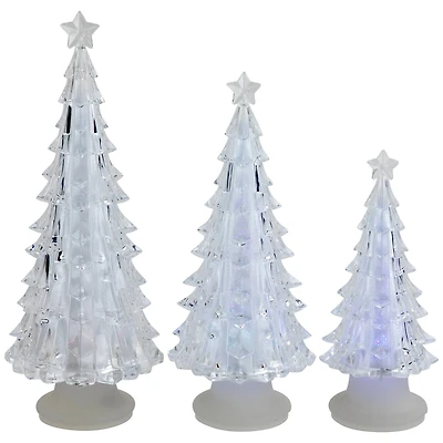 Color Changing Acrylic LED Lighted Christmas Tree Decorations, Set of 3