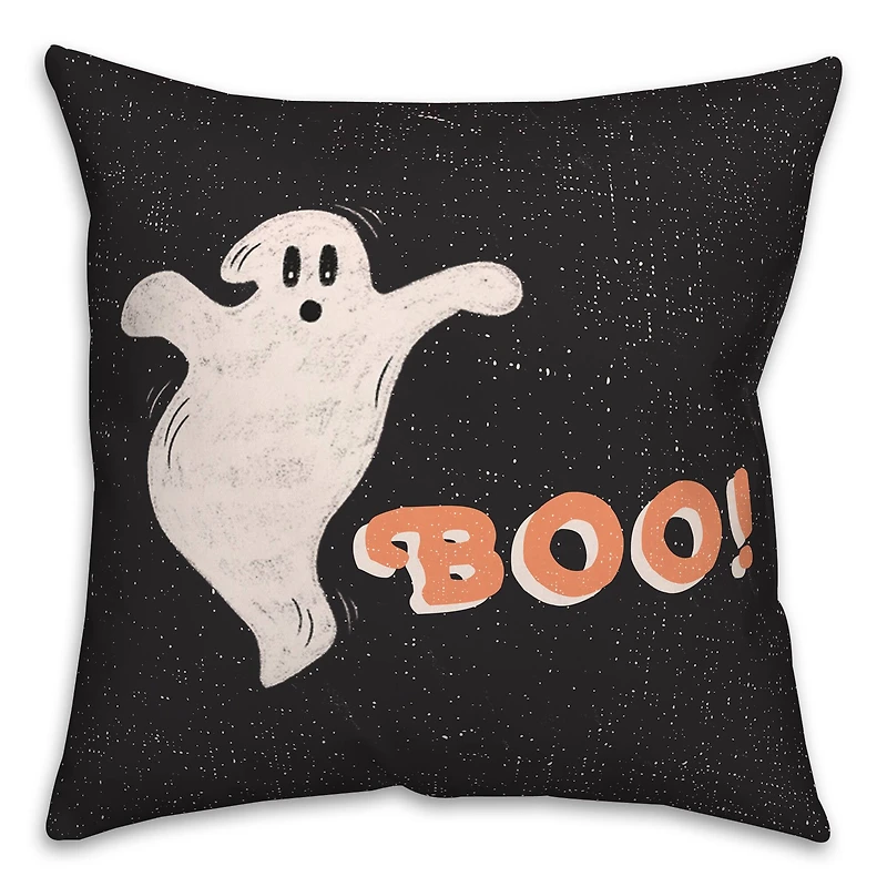 Retro Ghost Boo Spun Poly Throw Pillow