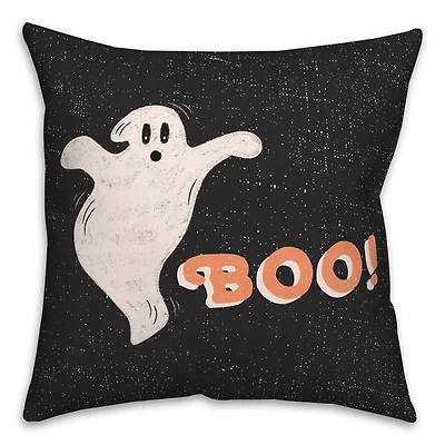 Retro Ghost Boo Spun Poly Throw Pillow