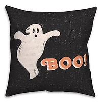 Retro Ghost Boo Spun Poly Throw Pillow