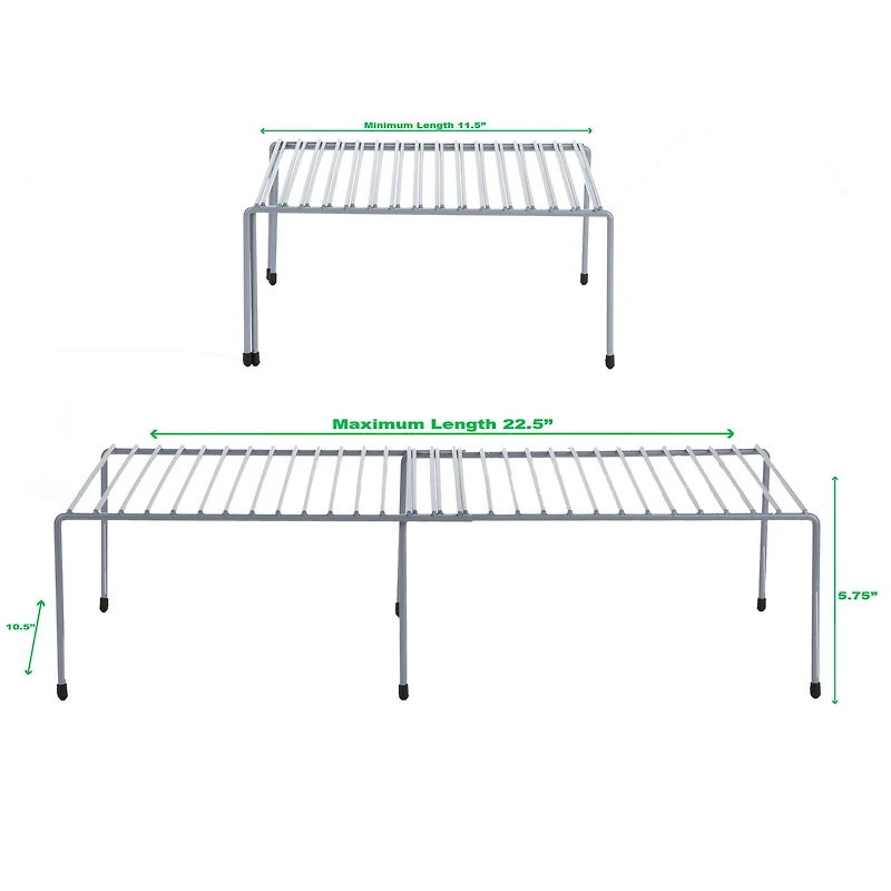 Mind Reader Silver Multi-Purpose Expandable Kitchen Counter & Cabinet Shelf Storage & Organization