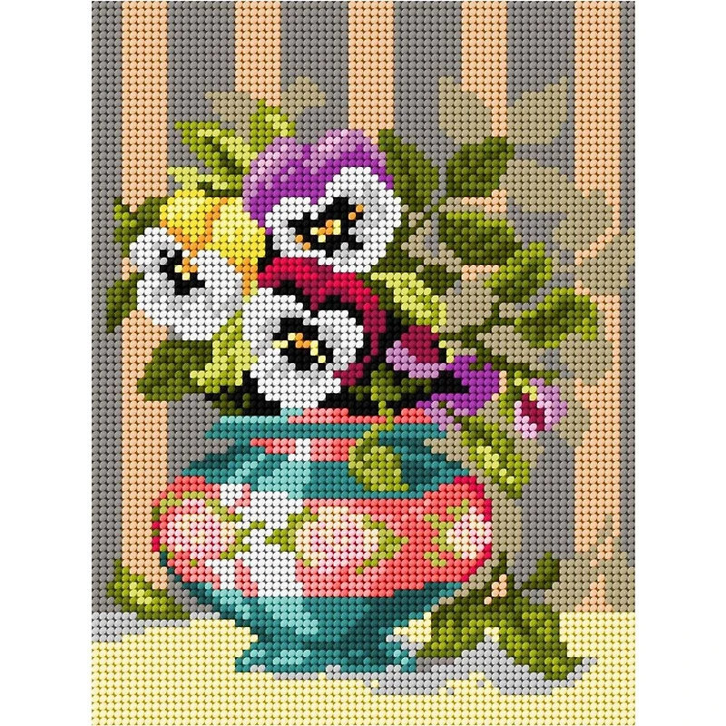 Orchidea Counted Pansies in a Vase Cross Stitch Kit