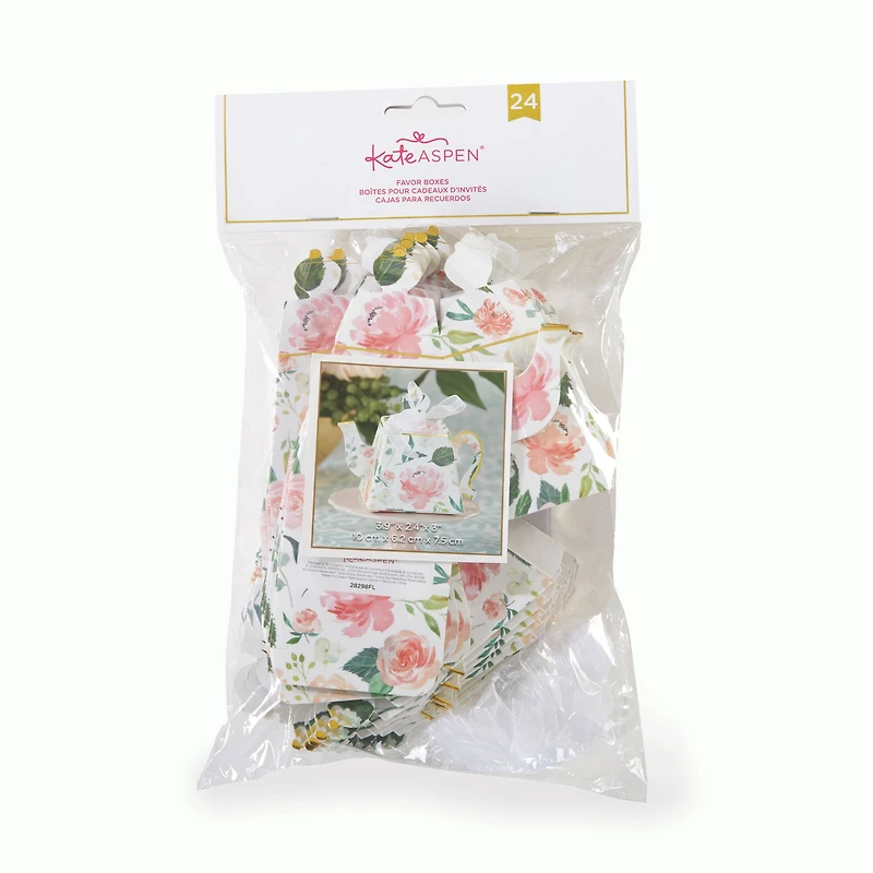 Kate Aspen® Brunch Floral Teapot Favor Box Set, 24ct.