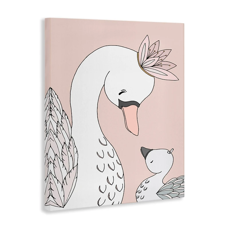 Stupell Industries Mother & Baby Swan Flower Crowns Princess Animals Canvas Wall Art