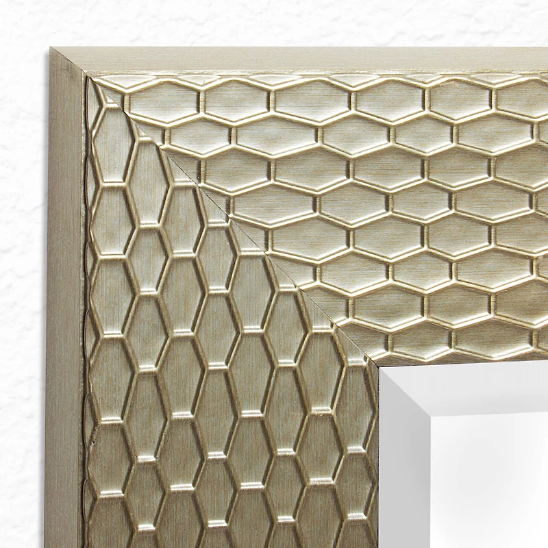 Head West Honeycomb Champagne Silver Beveled Glass Wall Mirror