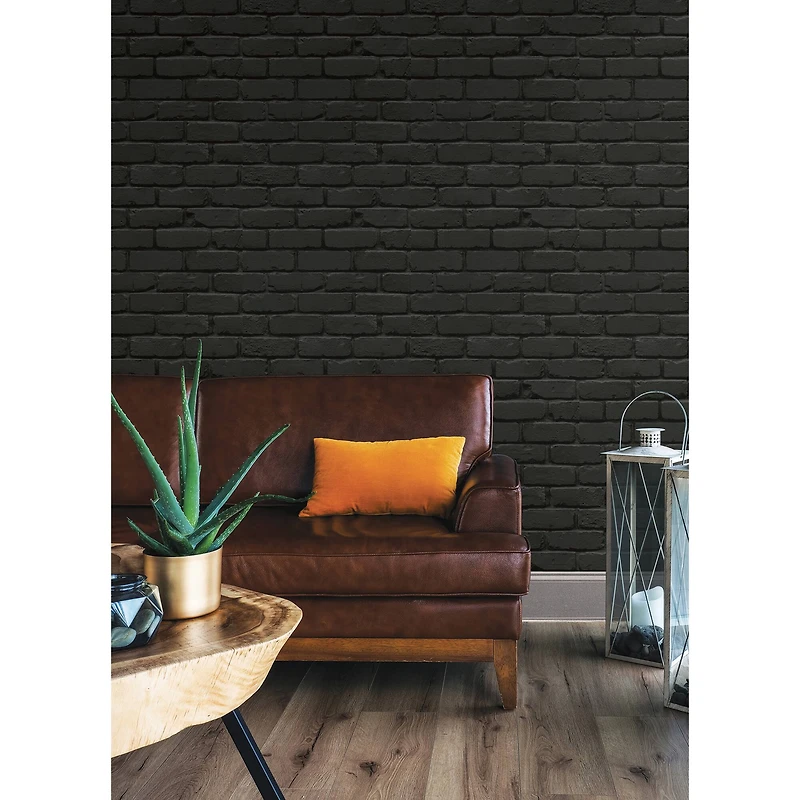 NuWallpaper Black Amsterdam Brick Peel & Stick Wallpaper