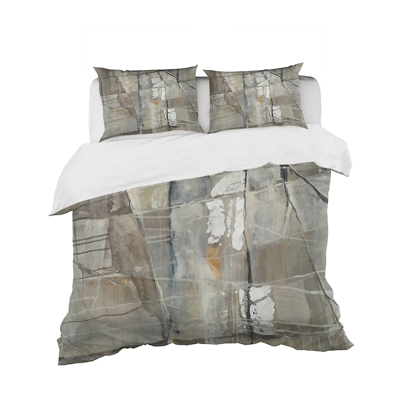 Designart 'Grey Silver Geometric Composition' Geometric Bedding Set