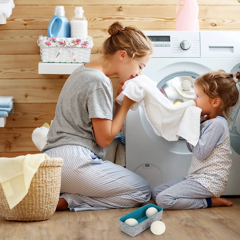Welaxy Felt 3 Wool Dryer Balls with Turquoise Storage Tray