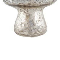 Sequined Mercury Glass Mushroom Christmas Ornament - 3.5" - Silver Finish