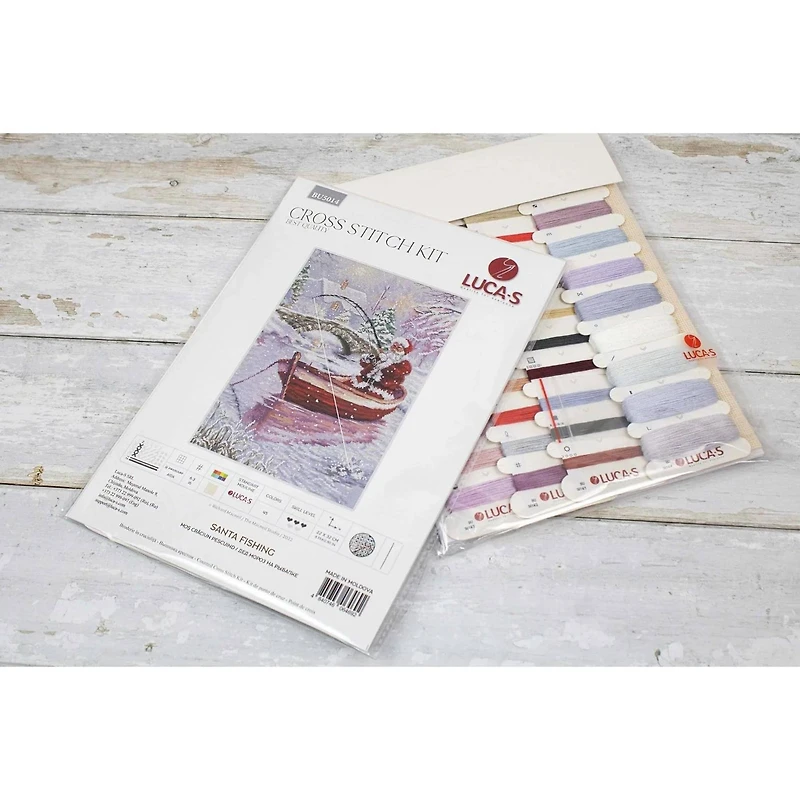 Luca-S Santa Fishing Counted Cross Stitch Kit
