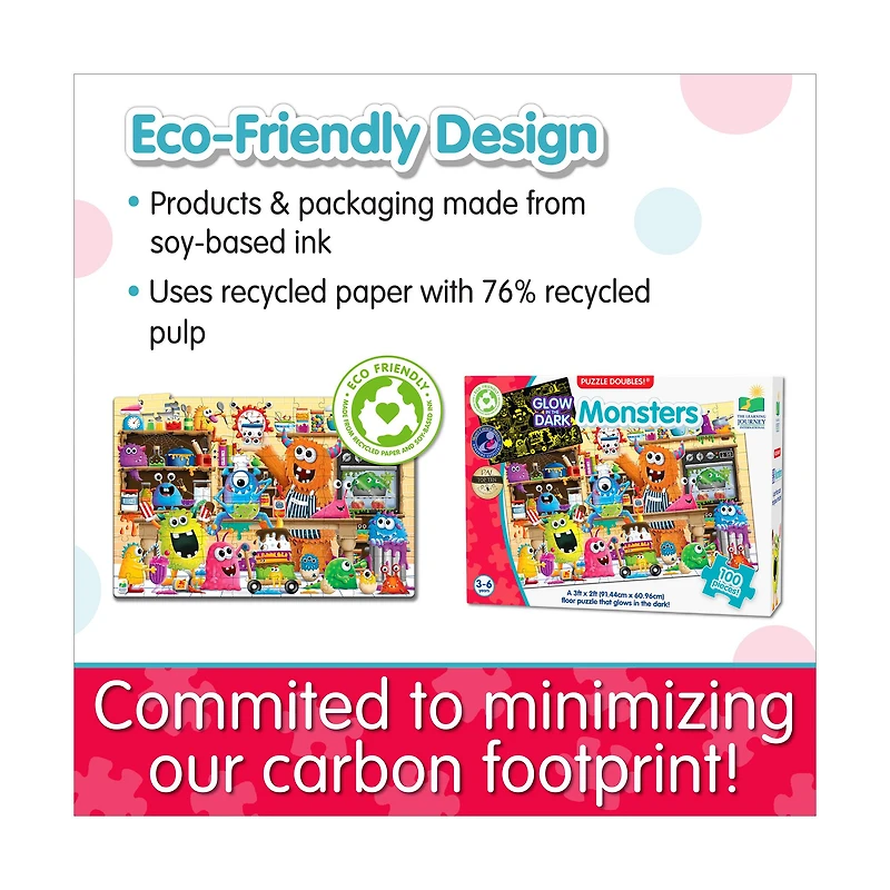 Puzzle Doubles! - Glow in the Dark Monsters: 100 Pcs