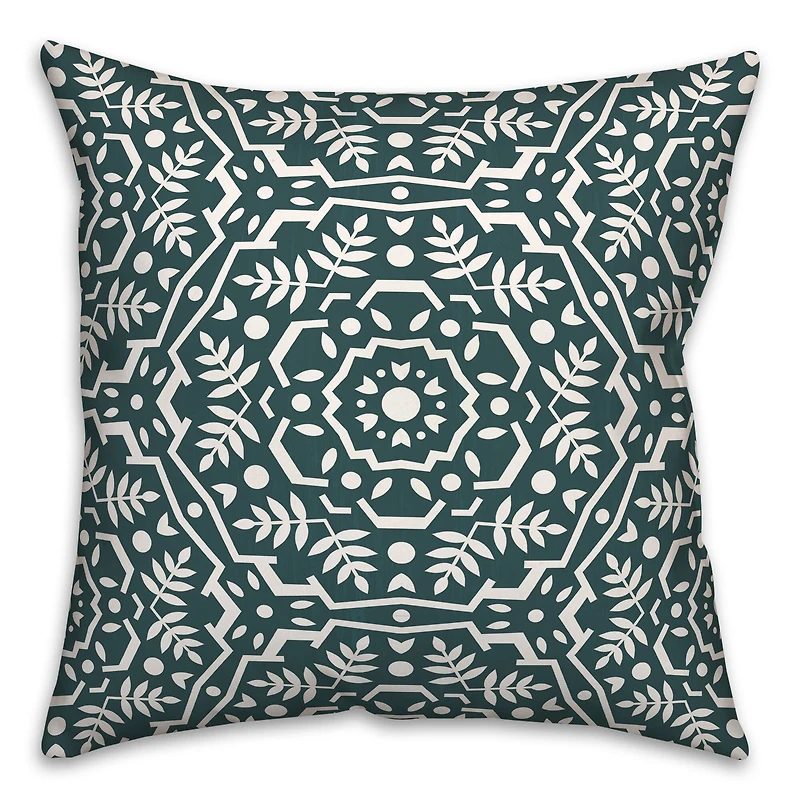 Folk Floral Teal 18" x 18" Throw Pillow