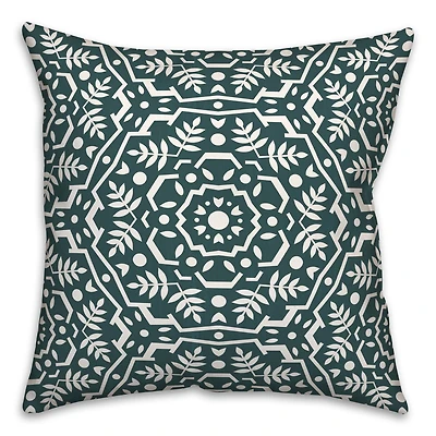 Folk Floral Teal 18" x 18" Throw Pillow