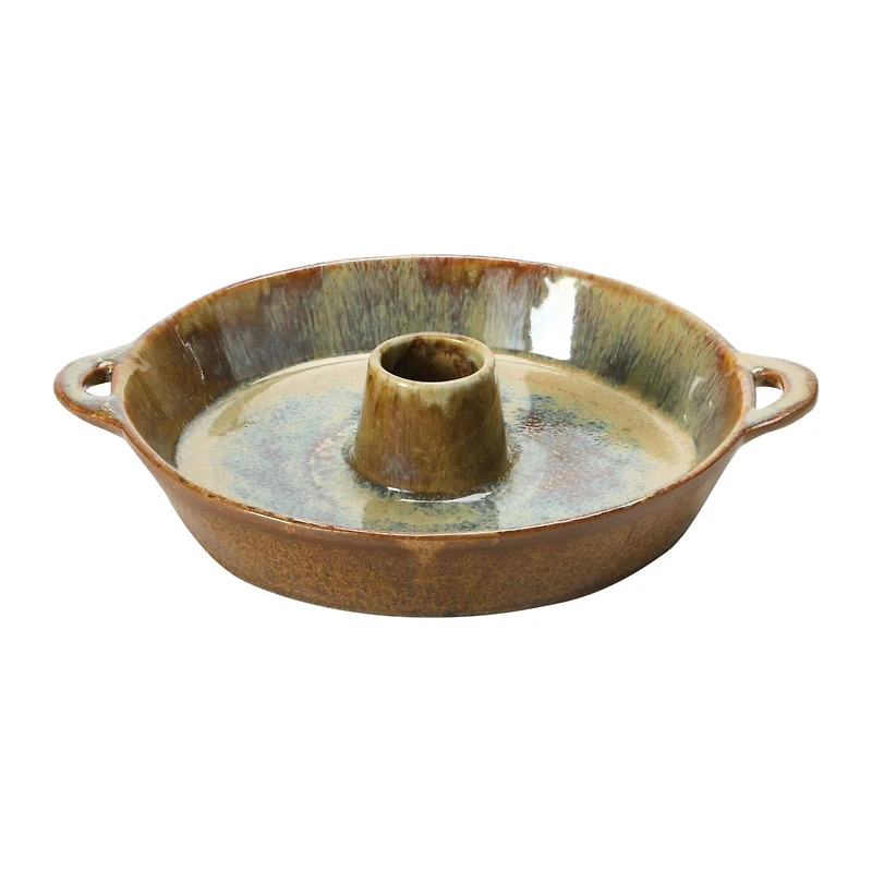 Hello Honey® 10.5" Brown Stoneware Dish with Toothpick Holder