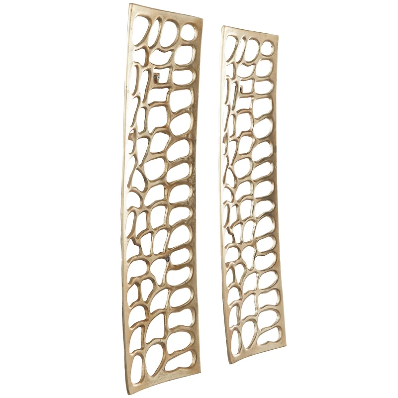Gold Aluminum Cutouts Abstract Wall Decor Set of 2 7", 22"