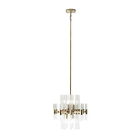 Gold Metal Crystal Embellished 8 Light Chandelier with Link Style Chain 16" x 16" x 52"