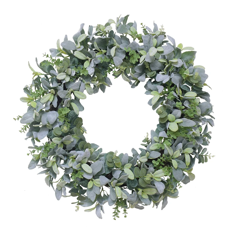 28" Flocked Lamb's Ear Spring Wreath