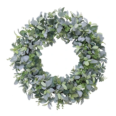 28" Flocked Lamb's Ear Spring Wreath