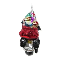 5.75" Santa on Motorcycle Glass Ornament by Ashland®