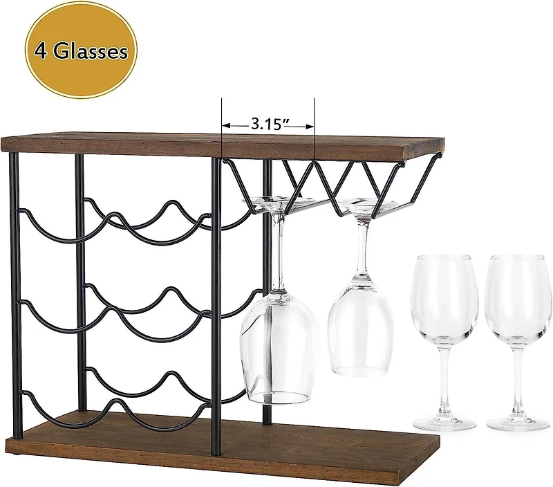 Brown Countertop Freestanding Wine Rack 