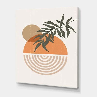 Designart - Abstract Geometrical Sun and Moon With Leaf I