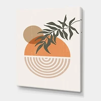 Designart - Abstract Geometrical Sun and Moon With Leaf I