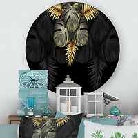 Designart - Black and Gold Tropical Leaves IV