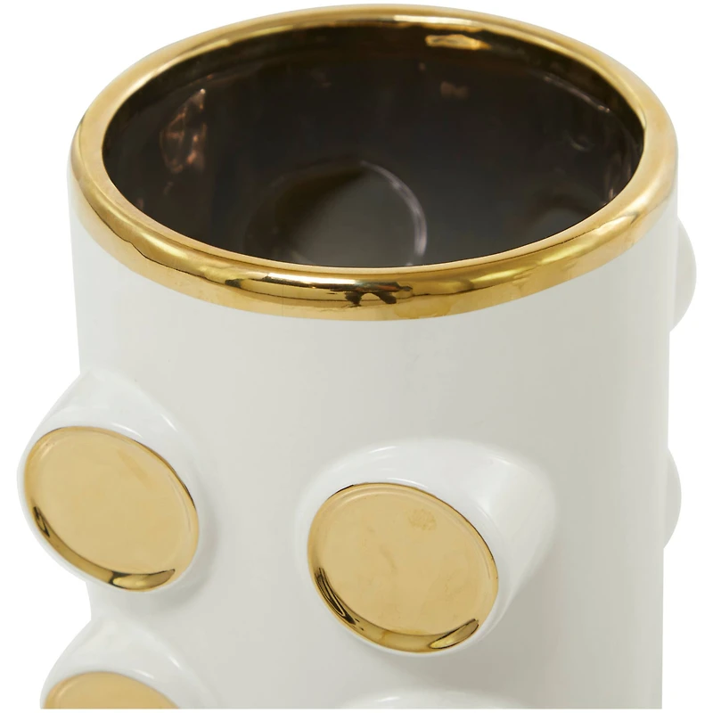 White Ceramic Contemporary Vase, Set of 2