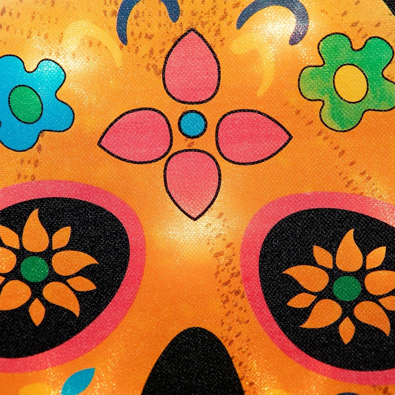 15" Lighted Sugar Skull Pumpkin Halloween Window Silhouette