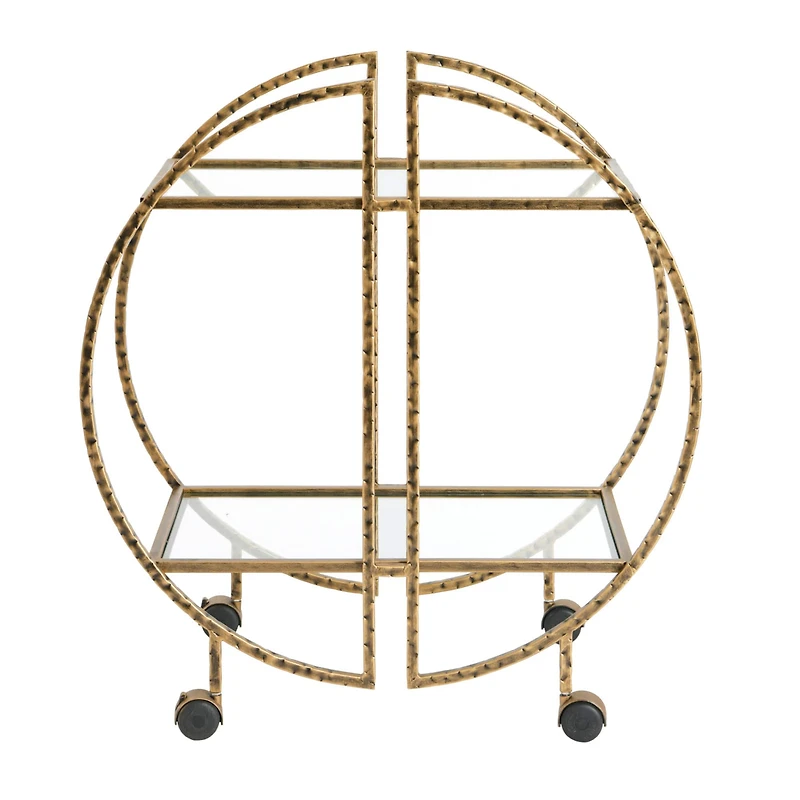 Hello Honey® Modern Hammered Brass Round Bar Cart