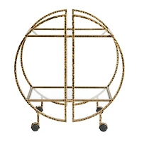 Hello Honey® Modern Hammered Brass Round Bar Cart
