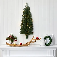 3ft. Pre-Lit Flat Back Wall Hanging Artificial Christmas Tree, Clear LED Lights