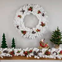 30" White Canadian Pine Artificial Christmas Wreath