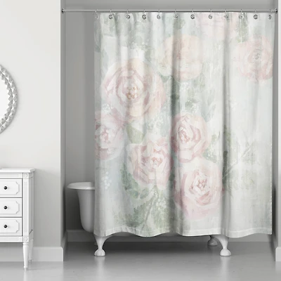 Soft Cottage Floral Abstract 71" x 74" Shower Curtain