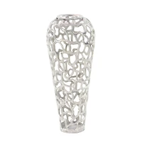 25" Silver Aluminum Contemporary Vase