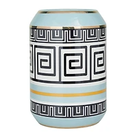 Teal Stoneware Modern Vase, 9" x 6" x 6"