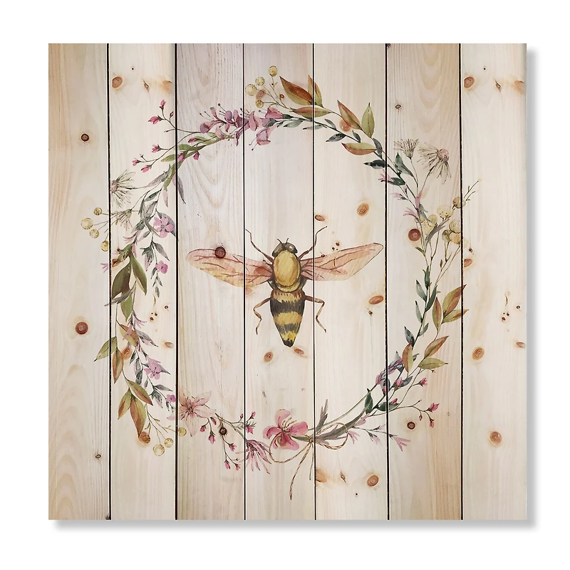 Designart - Bee In Wildflowers Wreath