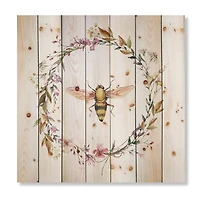 Designart - Bee In Wildflowers Wreath