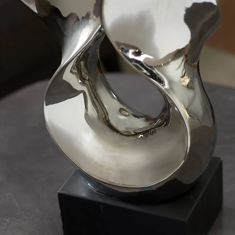27" Silver Ceramic Modern Abstract Sculpture