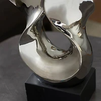 27" Silver Ceramic Modern Abstract Sculpture