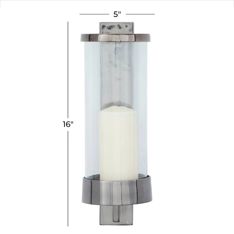 Grey Aluminum Contemporary Wall Sconce, 16" x 5" x 7"