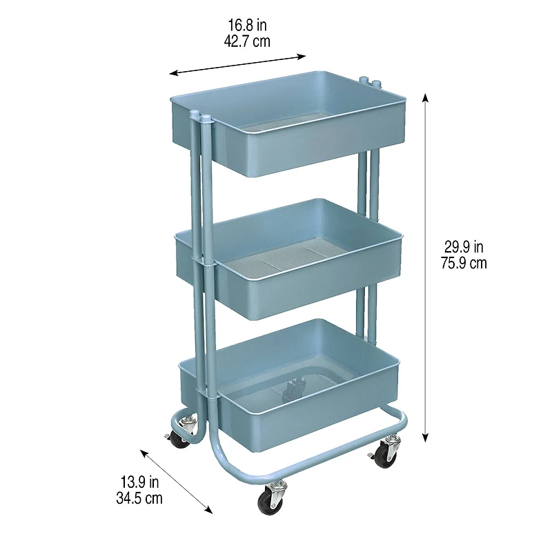 Lexington 3-Tier Rolling Cart by Simply Tidy