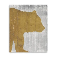 Rustic Lodge Animals Bear On Grey Canvas Giclee