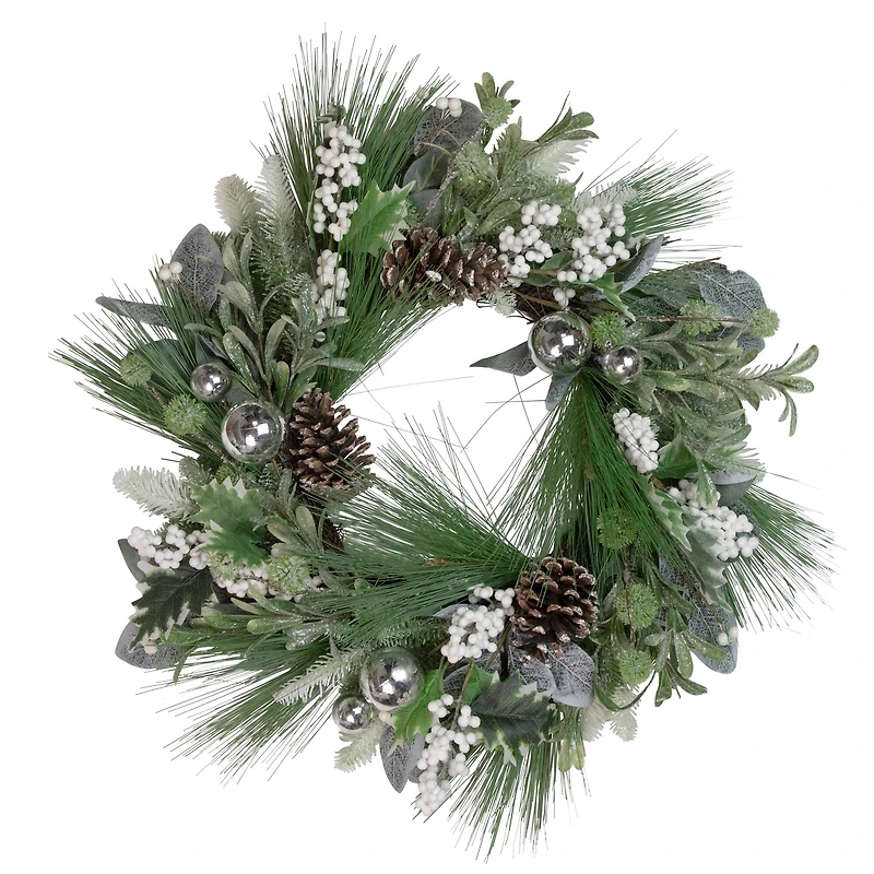 24" Mixed Foliage & Berries Artificial Christmas Wreath