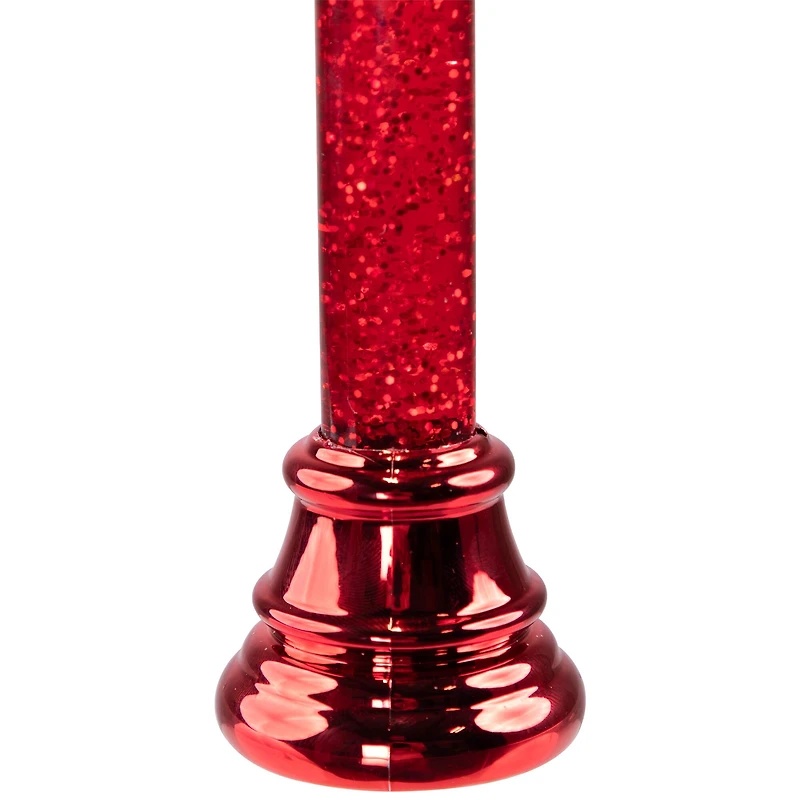 Glittered LED Flameless Christmas Candle - 9.25" - Red