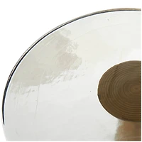 Gold Aluminum Geometric Cone Accent Table with Textured Glass Tabletop