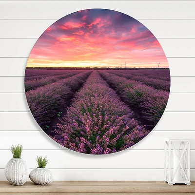 Designart - Sunrise & Dramatic Clouds Over Lavender Field XIV