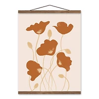 Simple Orange Poppies 16" x 20" Teak Hanging Canvas