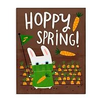 Stupell Industries Happy Spring Bunny & Carrots Canvas Wall Art