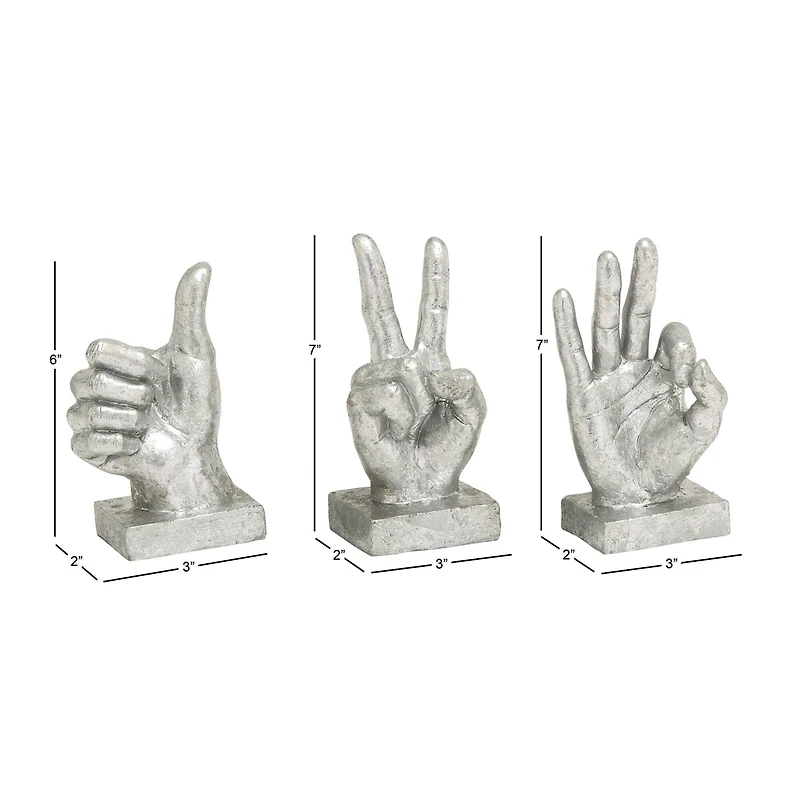 CosmoLiving by Cosmopolitan Silver Hand Sculpture Set